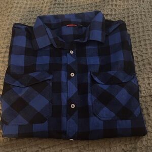 Blue and Black Flannel Button-Up Shirt